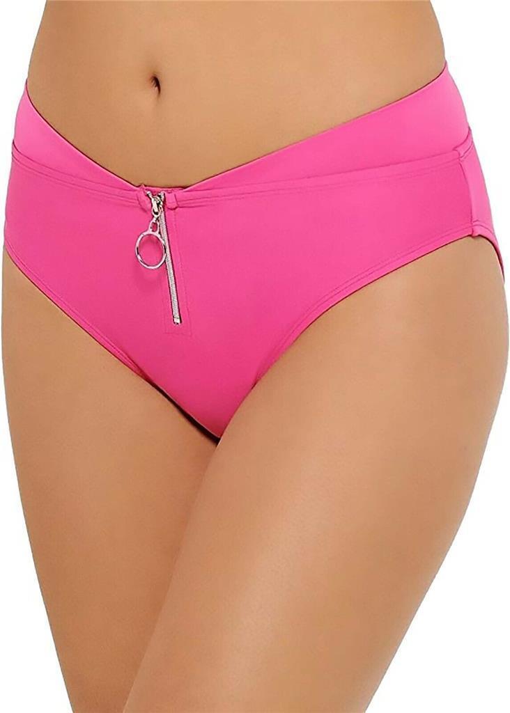 Hula Honey Juniors Zippered High-Waist Bikini Bottoms Pink L